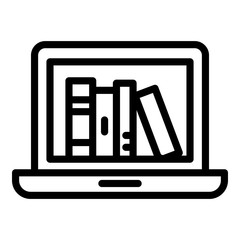 Poster - Laptop library icon. Outline laptop library vector icon for web design isolated on white background