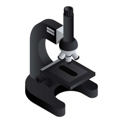 Poster - Black microscope icon. Isometric of black microscope vector icon for web design isolated on white background