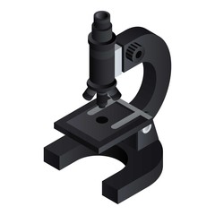 Poster - Black lab microscope icon. Isometric of black lab microscope vector icon for web design isolated on white background
