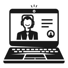 Poster - Laptop on webinar icon. Simple illustration of laptop on webinar vector icon for web design isolated on white background