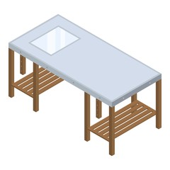 Poster - Architect work table icon. Isometric of architect work table vector icon for web design isolated on white background