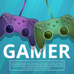 Poster - Gamer concept background. Cartoon illustration of gamer vector concept background for web design