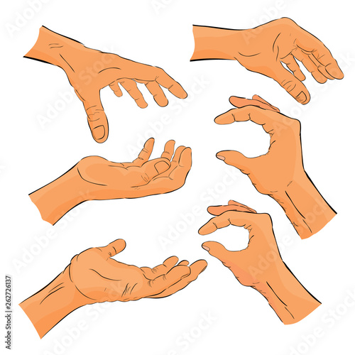 Simple Hand Draw Sketch 6 Gesture Hand Holding Picking Take Or Receive Something For Your Element Design At Transparent Effect Background Stock Illustration Adobe Stock