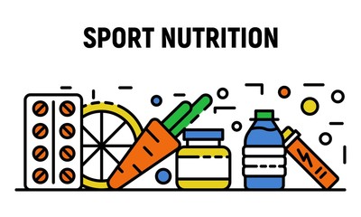 Wall Mural - Natural sport nutrition banner. Outline illustration of natural sport nutrition vector banner for web design