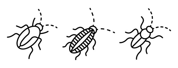 Poster - cockroach icons set. outline set of cockroach vector icons for web design isolated on white backgrou