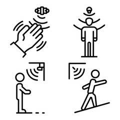 Poster - Motion sensor icons set. Outline set of motion sensor vector icons for web design isolated on white background