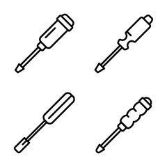 Poster - screwdriver icons set. outline set of screwdriver vector icons for web design isolated on white back