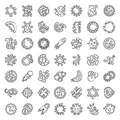 Wall Mural - Bacteria icons set. Outline set of bacteria vector icons for web design isolated on white background