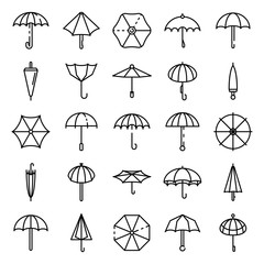 Canvas Print - Umbrella icons set. Outline set of umbrella vector icons for web design isolated on white background
