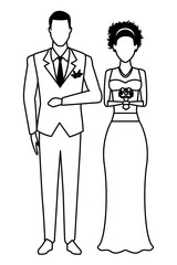 Wall Mural - groom and bride black and white