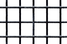 Seamless Black Metal Grate With Shabby Painted Bars Isolated On White