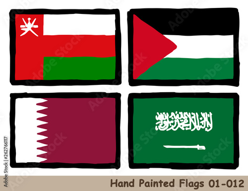 手描きの旗アイコン オマーンの国旗 パレスチナの国旗 カタールの国旗 サウジアラビアの国旗 Flag Of The Oman Palestine Qatar Saudi Arabia Hand Drawn Isolated Vector Icon Comprar Este Vector De Stock Y Explorar Vectores Similares En Adobe