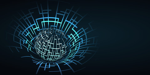 Poster - Global Networks - Abstract Transparent Globe Design, Technology Template with Copyspace 