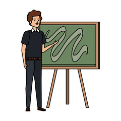 Poster - young teacher male with chalkboard character