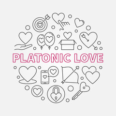 Aufkleber - Platonic Love vector round concept illustration in thin line style