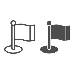 Poster - Flag line and glyph icon. Flagpole vector illustration isolated on white. Pointer outline style design, designed for web and app. Eps 10.