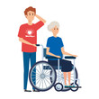 © Gstudio - young man volunteer with old woman in wheelchair