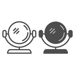 Poster - Round mirror line and glyph icon. Makeup mirror vector illustration isolated on white. Cosmetic mirror outline style design, designed for web and app. Eps 10.