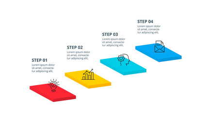 Poster - Abstract infographics number options template with 4 stairs. Vector illustration. Can be used for workflow layout, diagram, business step options, banner, web design