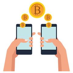 Poster - hand holding cellphone with cryptocurrency