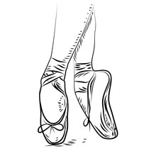 Ballet Dance. Vector Ballet Shoes, Isolated Illustration. Sketch Silhouette Hand Drawn