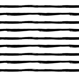 Wall Mural - Vector Seamless Pattern, Handdrawn Stripes, Black Strokes on White Background.
