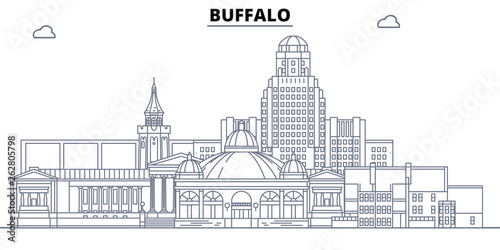 Buffalo United States Flat Landmarks Vector Illustration Buffalo