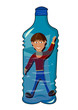 Homme dans une bouteille symbolisant l'hydratation