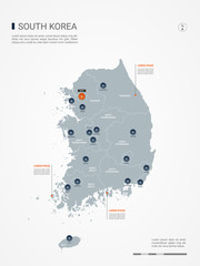 Wall Mural - south korea map with borders, cities, capital and administrative divisions. infographic vector map. 