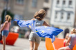 © weyo - Cute happy young girl with the flag of the European Union