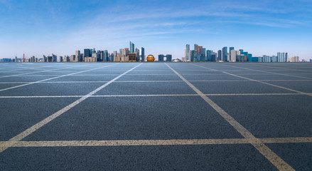 Wall Mural - Road and skyline of urban architecture