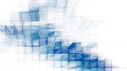 Aufkleber - Abstract blue on white background element. Fractal graphics 3d illustration. Science or technology concept.