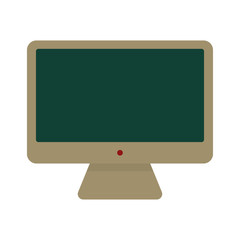 Fototapete - Desctop computer front view with green empty screen on white background vector eps10. Desktop computer icon.