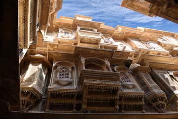 Wall Mural - beautiful Patwon Ki Haveli palace made of golden limestone in Jaisalmer, Rajasthan, India 