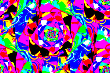 Poster - fractal kaleidoscope pattern seamless abstract multicolor geometric pattern