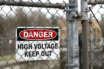 A danger sign warning of high voltage