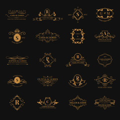 Wall Mural - emblems with initials set