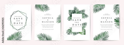 Fotografía Wedding invitation,Thank You Card, rsvp, posters design collection with marble t