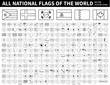 © stockdevil - All national flags of the world . Outline shape design . Editable stroke vector .