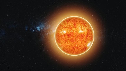 Wall Mural - sun lit earth fast motion reduce sight zoom out. flare sunlight planet starry galaxy deep outer spac