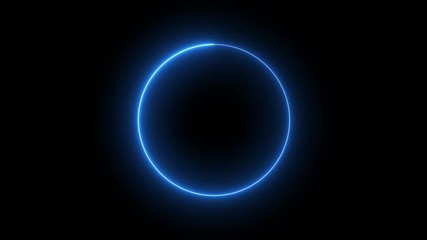 Wall Mural - blue laser motion on circle looping.loop animation of flare light effect on ring.glowing ecilpse on 