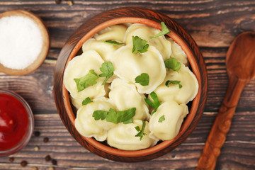 Russian pelmeni portion ready for lunch