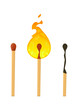 © Roma Kos - Realistic brand new, burning and burnt match sticks on white background