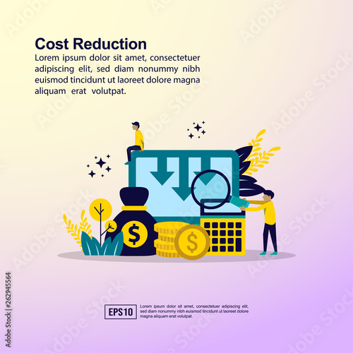 Cost Reduction Illustration Concept With Character Template For