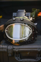 EOD Helmet Of The Explosive Ordnance Disposal Suit Put On The Tool Box