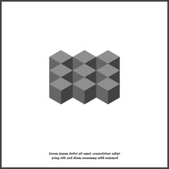 Wall Mural - Vector icon cubes on white isolated background.