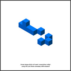 Wall Mural - Vector icon cubes on white isolated background.