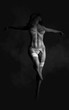 © mrjo_7 - 3d Illustration Beautiful girl in black sexy white lingerie with curly black hair posing, erotica and underwear concept in black and white.