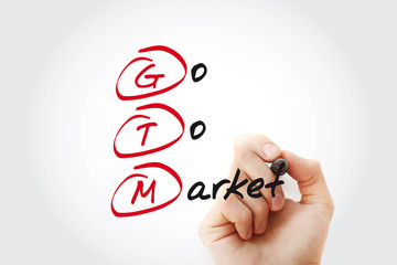 Poster - hand writing gtm - go to market with marker, acronym business concept
