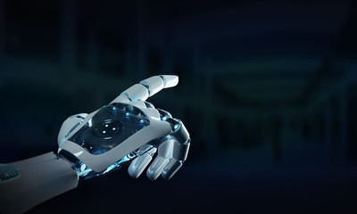 Wall Mural - intelligent robot machine pointing finger 3d rendering